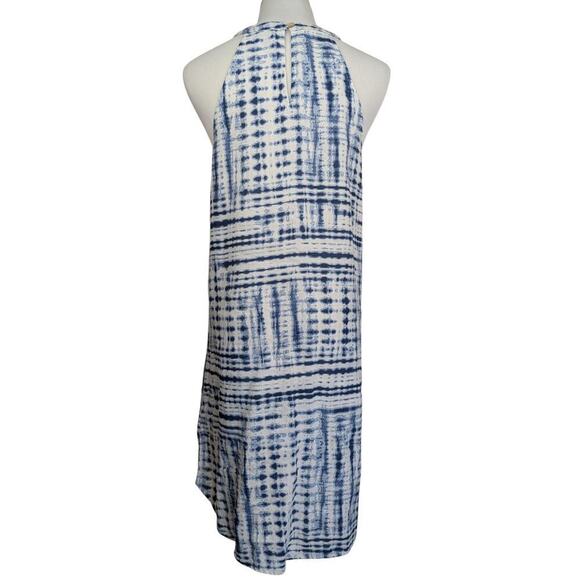Cynthia Rowley Small Dress 100% Linen Blue White Womens Shift Halter Tie Dye - Picture 2 of 10